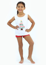 LMDF2086 Te Deseo Una Muy Feliz Navidad Pijamas Set De Niña
