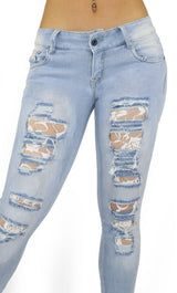 1284 Maripily Women's Low Rise Destroyed Skinny Jean