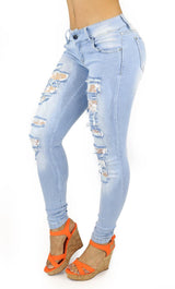 1284 Maripily Women's Low Rise Destroyed Skinny Jean
