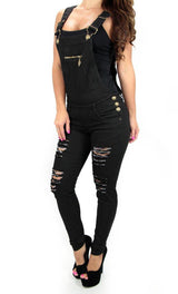 LAST ONE 17324 Black Denim Overall Maripily Skinny - Pompis Stores