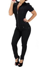 17423 Maripily Black Denim Jumpsuit