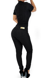 17423 Maripily Black Denim Jumpsuit