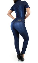 17504 Maripily Denim Skinny Jumpsuit
