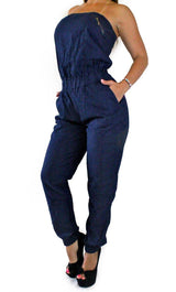 17604 Denim Strapless Maripily Jumpsuit
