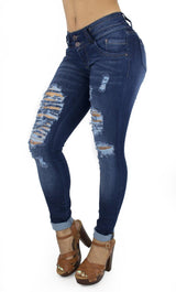 18115 Maripily Women's Destroyed Butt Lifting Skinny Jean