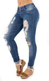 18125 Maripily Women's Destroyed High Waist Skinny Jean