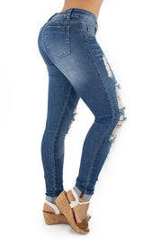 18125 Maripily Women's Destroyed High Waist Skinny Jean