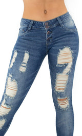 18125 Maripily Women's Destroyed High Waist Skinny Jean