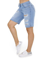 19819 Denim Bermuda by Maripily Rivera - Pompis Stores