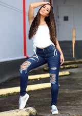 1832 Destroyed Skinny Jean (Long) by Scarcha