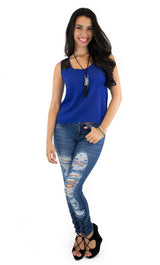 30811N Trendy by Keila Hernandez Women’s Lace Chiffon Top - Pompis Stores