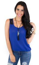 30811 Trendy by Keila Hernandez Women’s Lace Chiffon Top