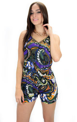 3689 Paisley Crossback Romper Trendy by Keila Hernández - Pompis Stores
