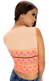 37281 Textured Tribal Crop Top Trendy by Keila Hernández