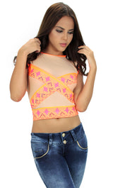 37281 Textured Tribal Crop Top Trendy by Keila Hernández