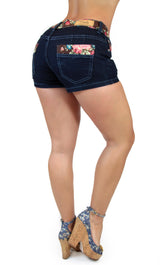 TDS4 Floral Print Denim Short Trendy by Keila Hernandez