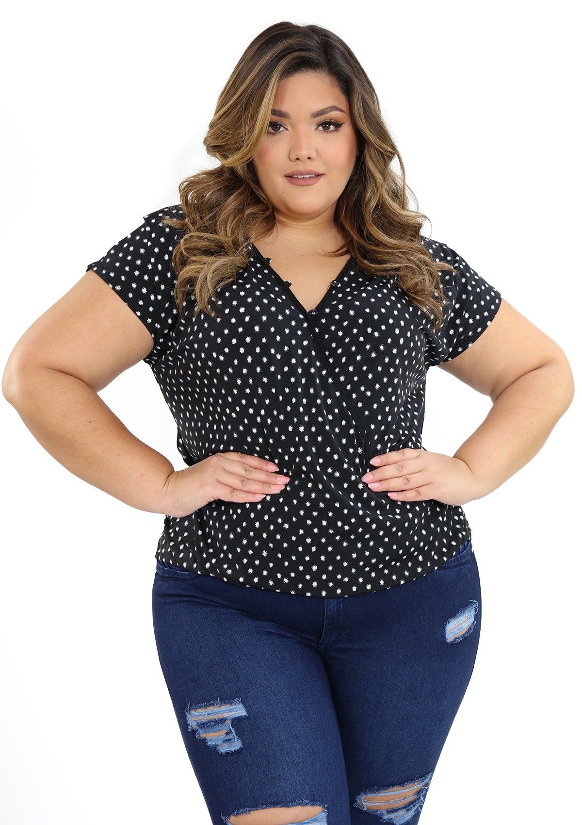 TU-TB-41644 Black Blusa de Mujer Plus Size