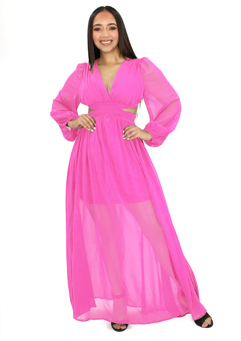BF-HD-2135 Fucsia Maxi Traje de Mujer