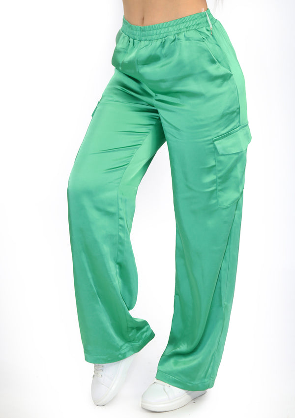 BLBP05717 Green Pantalón Cargo de Mujer