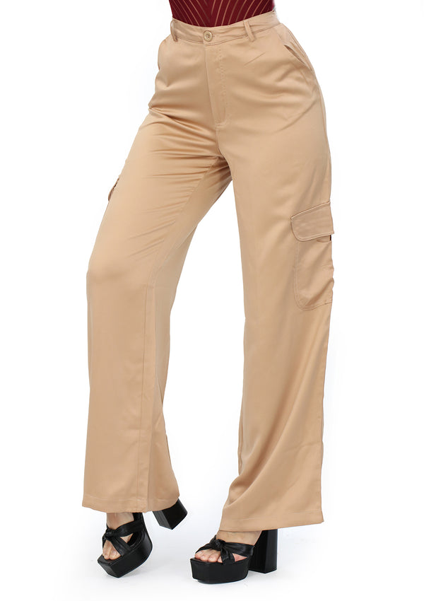 BL-BP-05741 Tan Pantalón Cargo de Mujer