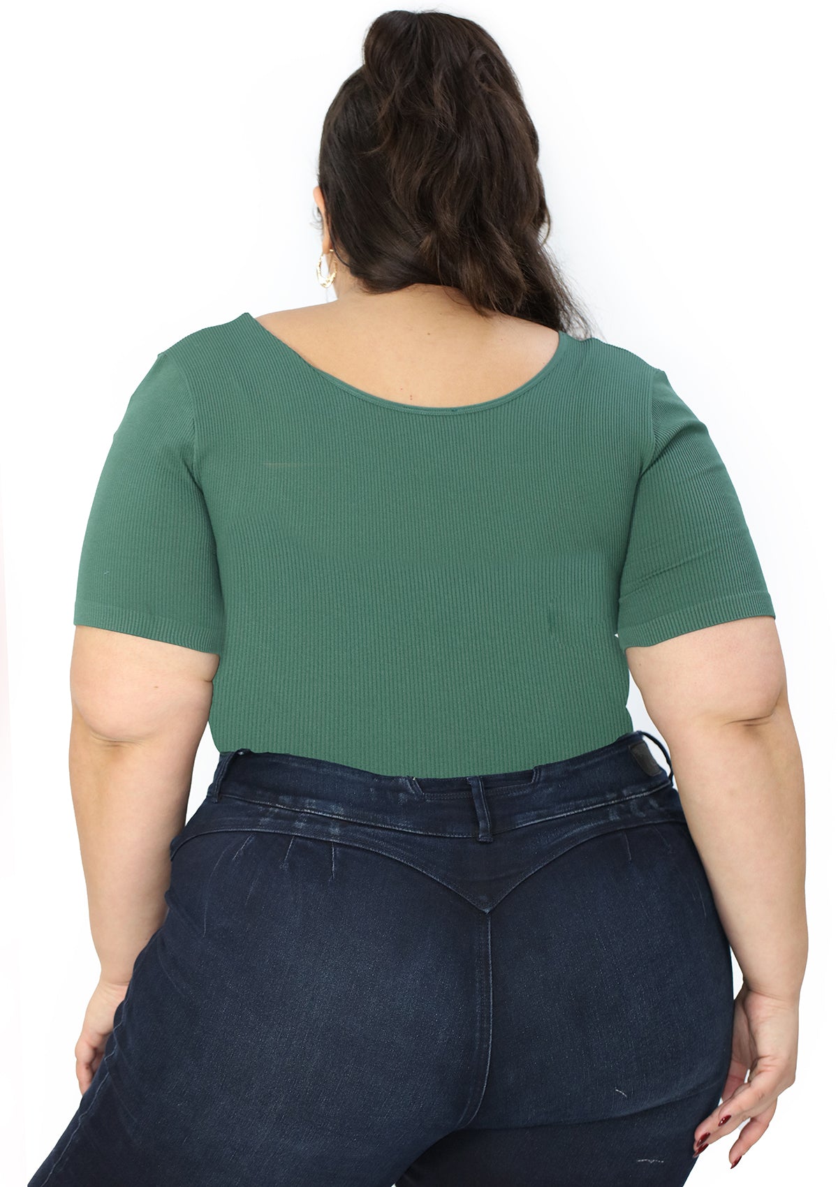 BL-T-2654 Green Blusa Plus de Mujer