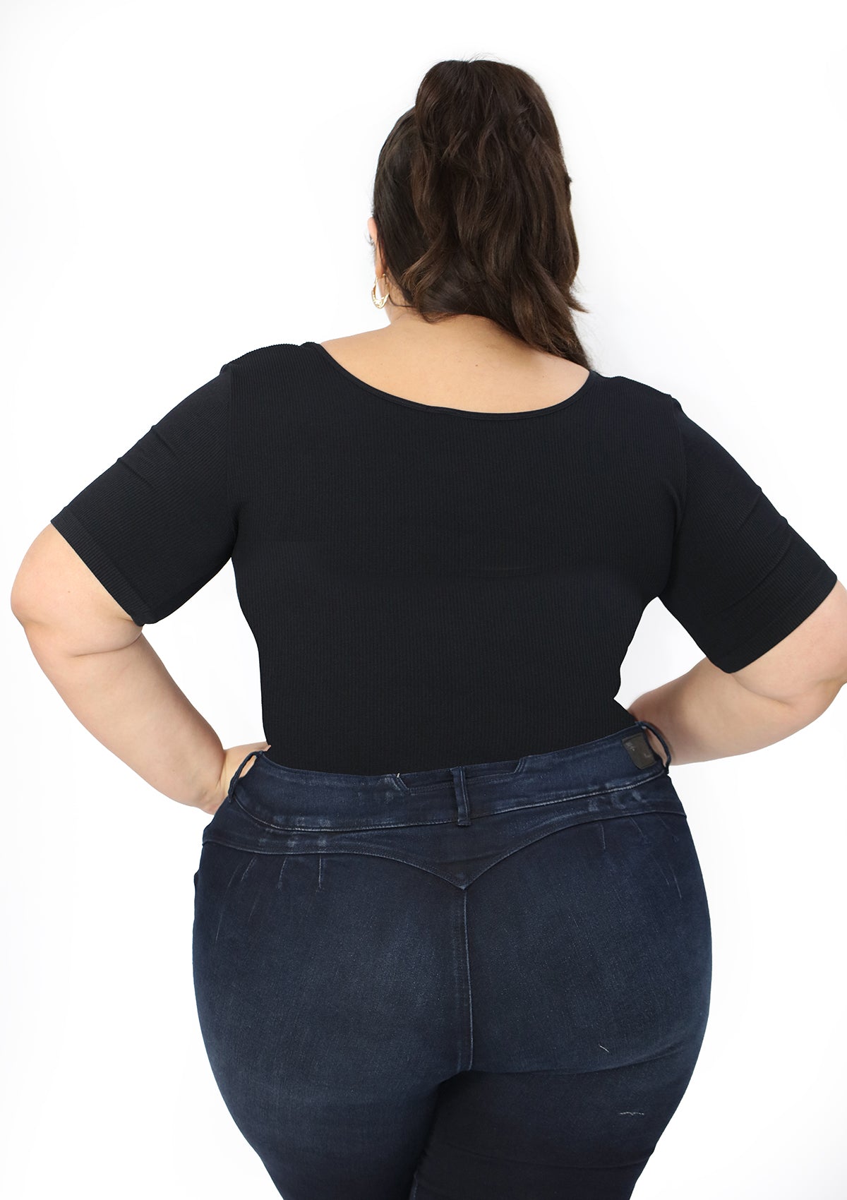 BL-T-2654 Black Blusa Plus de Mujer