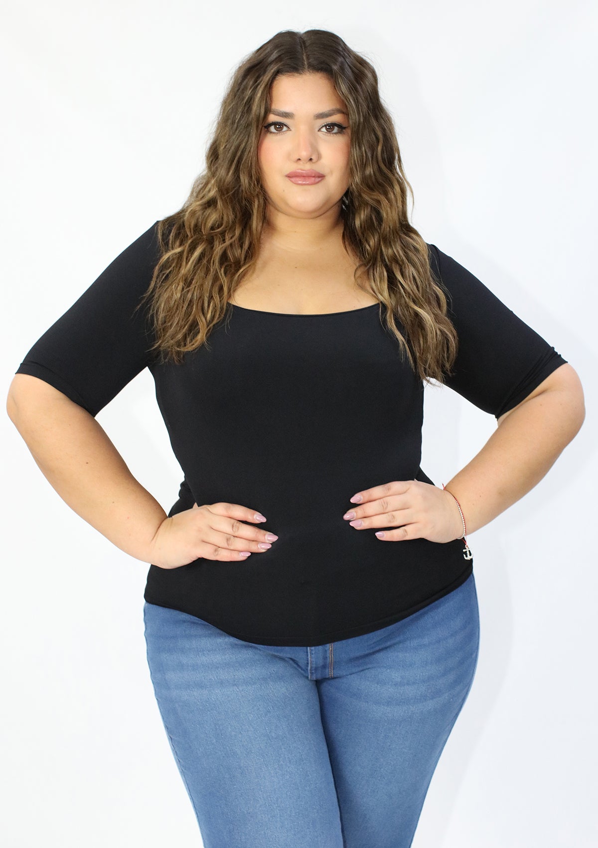 BL-T-2714 Black Blusa Plus de Mujer