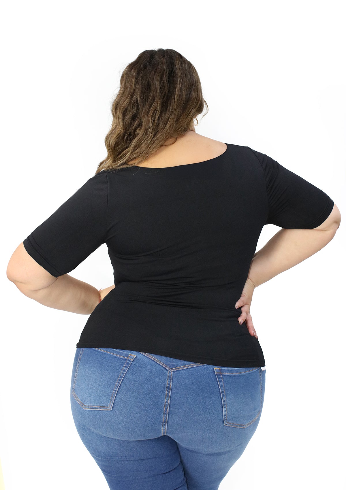 BL-T-2714 Black Blusa Plus de Mujer
