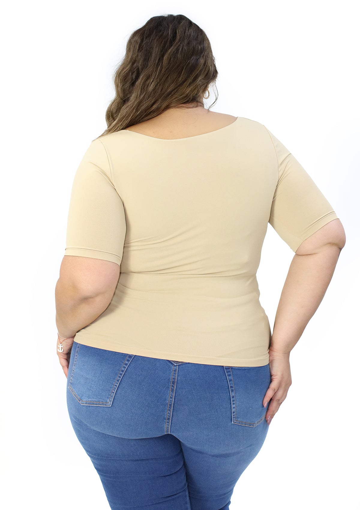 BL-T-2714 Taupe Blusa Plus de Mujer
