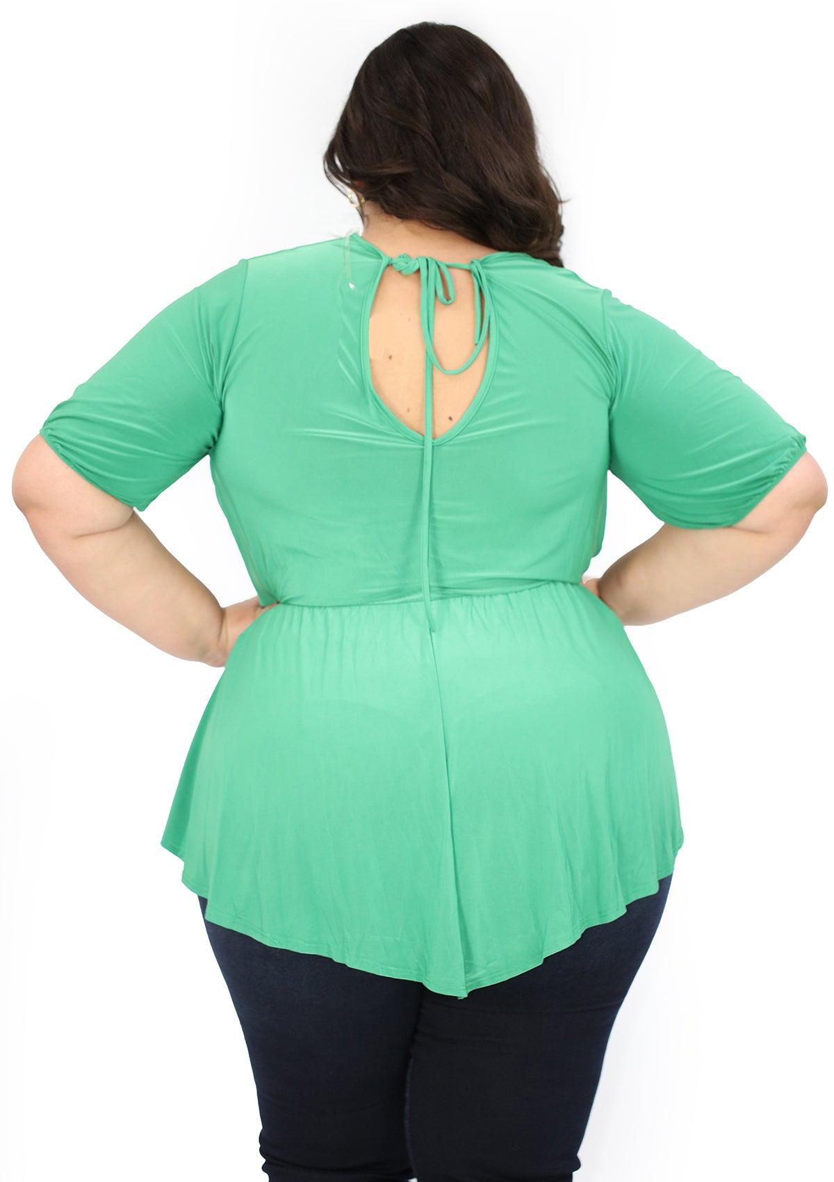 BL-T-5106-N Green Blusa Plus de Mujer