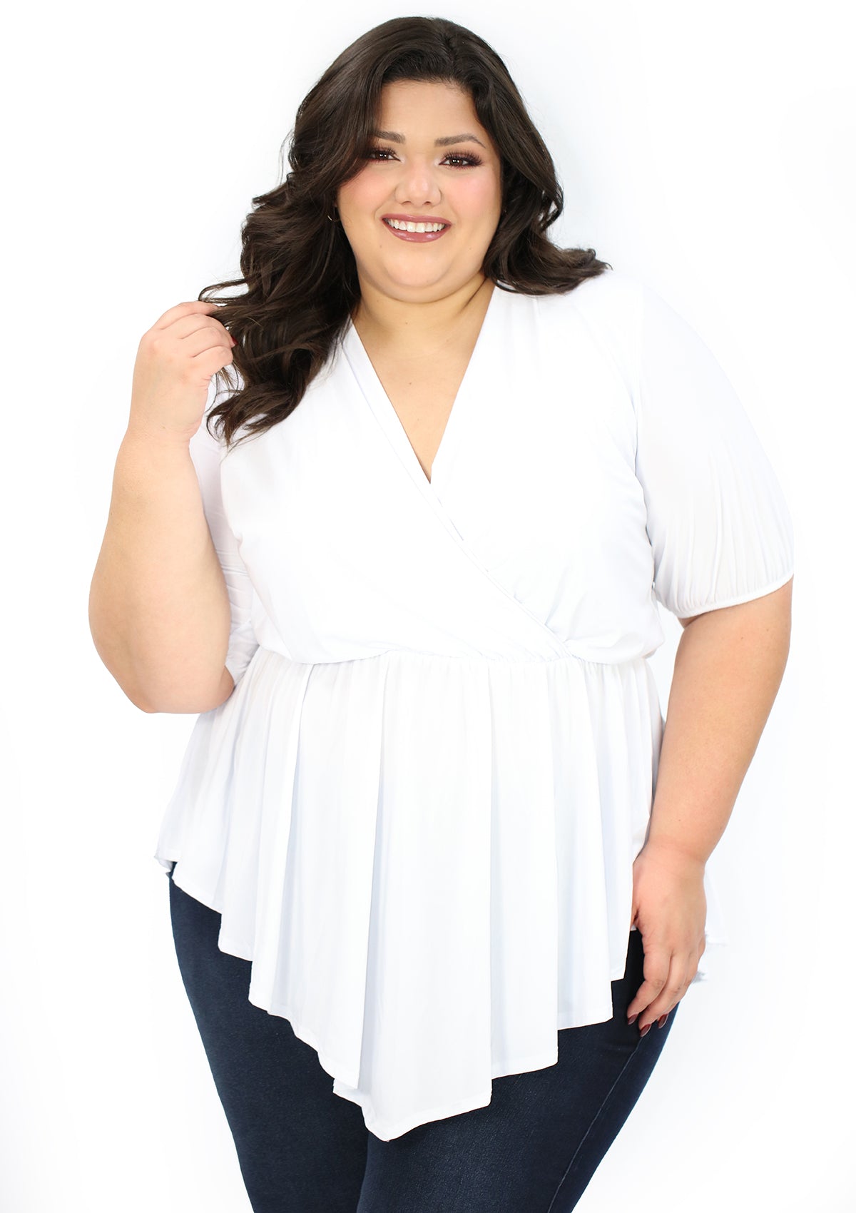 BL-T-5106-N White Blusa Plus de Mujer