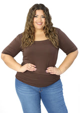 BL-T-6374 Brown Blusa Plus de Mujer