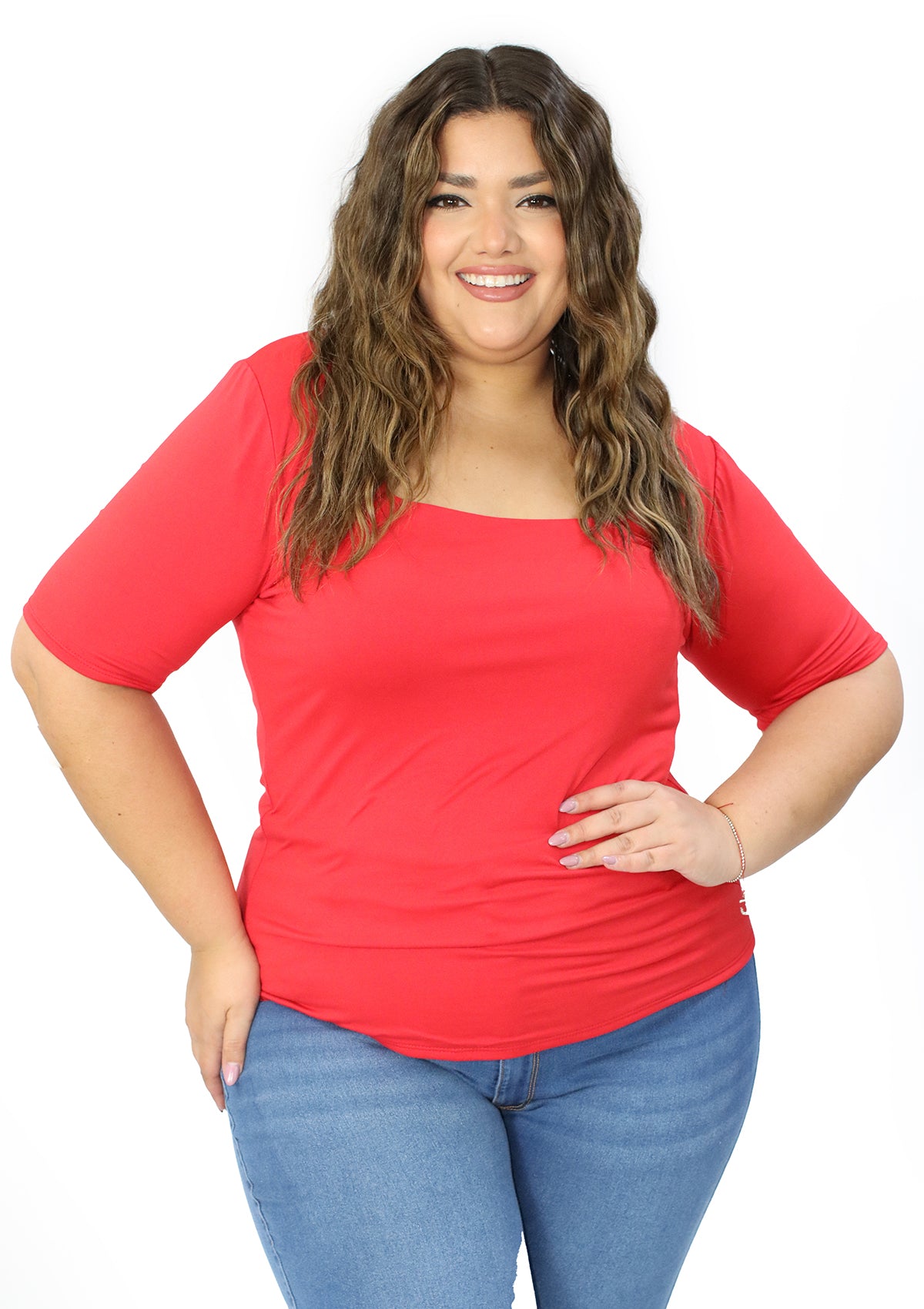 BL-T-6374 Red Blusa Plus de Mujer
