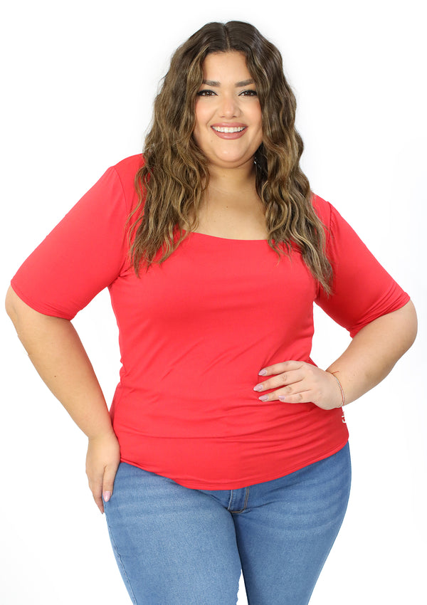 BL-T-6374 Red Blusa Plus de Mujer