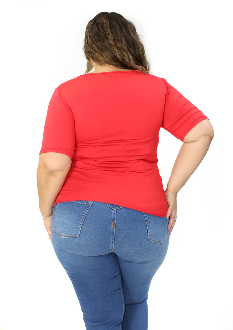 BL-T-6374 Red Blusa Plus de Mujer