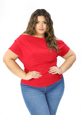 BL-T-6664 Red Blusa Plus de Mujer