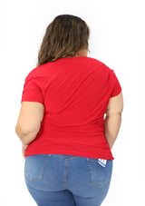BL-T-6664 Red Blusa Plus de Mujer