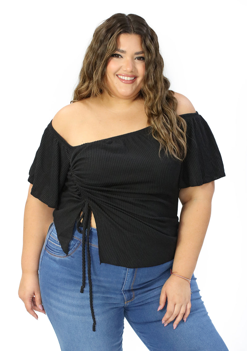 BL-T-6745 Black Blusa Plus de Mujer