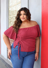 BL-T-6745 Red Blusa Plus de Mujer