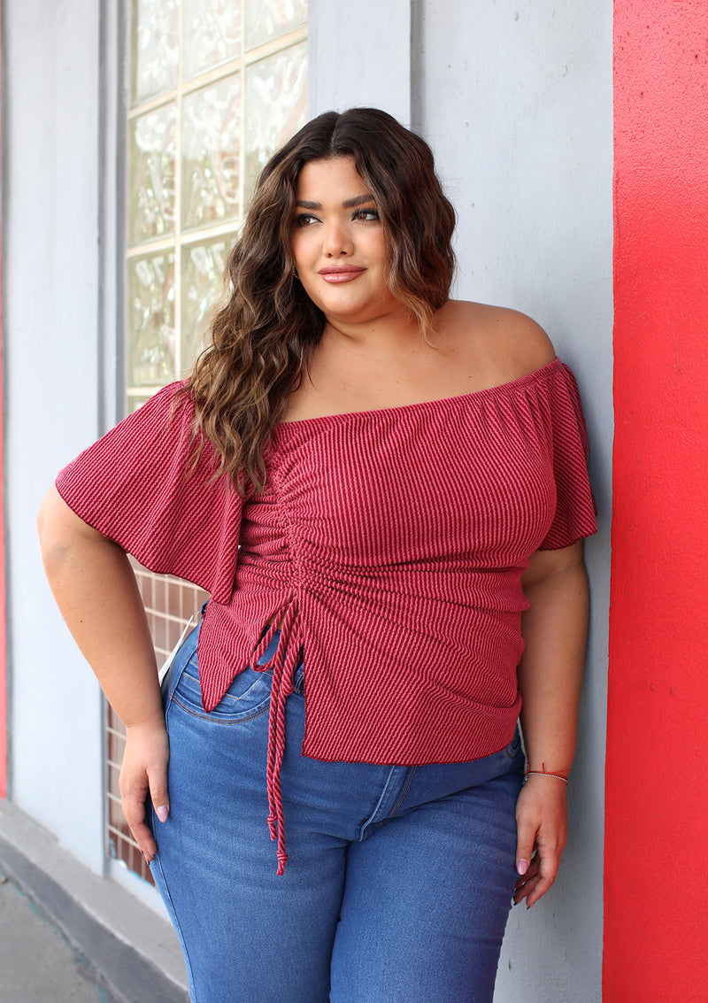 BL-T-6745 Red Blusa Plus de Mujer