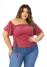 BL-T-6745 Red Blusa Plus de Mujer
