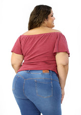 BL-T-6745 Red Blusa Plus de Mujer