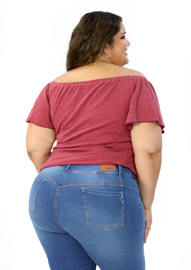 BL-T-6745 Red Blusa Plus de Mujer