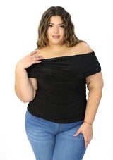 BL-T-6943 Black Blusa Plus de Mujer