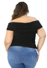 BL-T-6943 Black Blusa Plus de Mujer