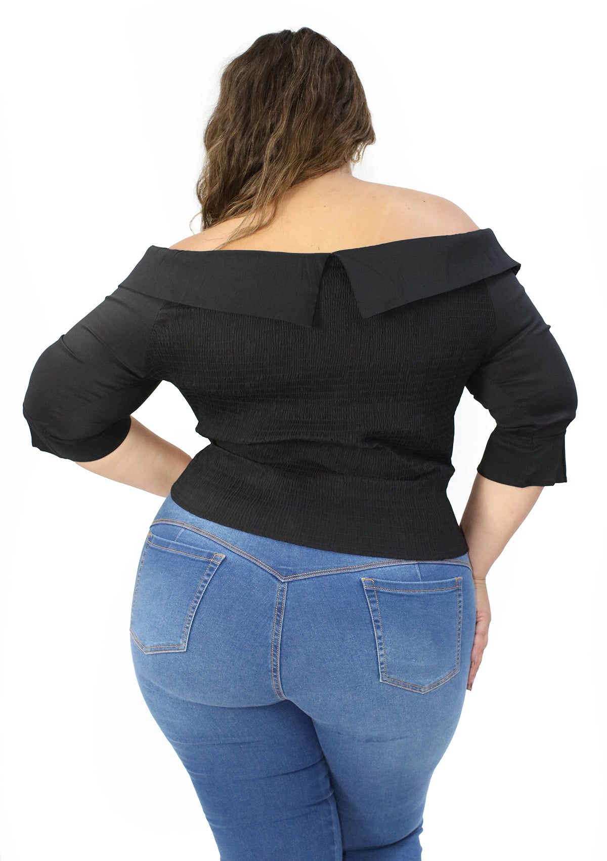 BL-T-7687 Black Blusa Plus de Mujer