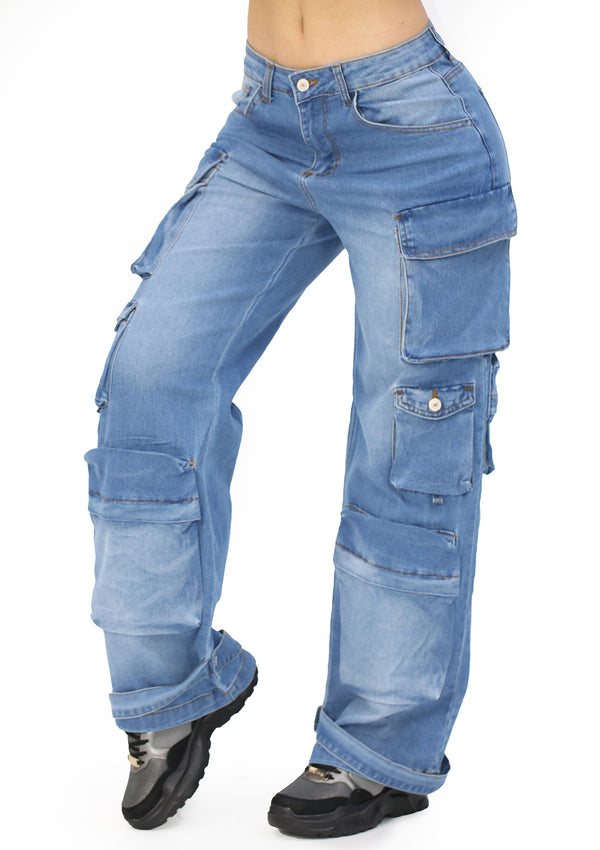 CD-2052-2 Light Denim Jean Cargo Woman by Cutie Diva