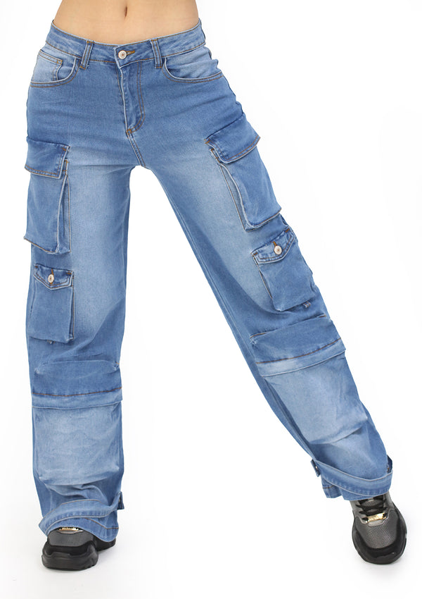 CD-2052-2 Light Denim Jean Cargo Woman by Cutie Diva