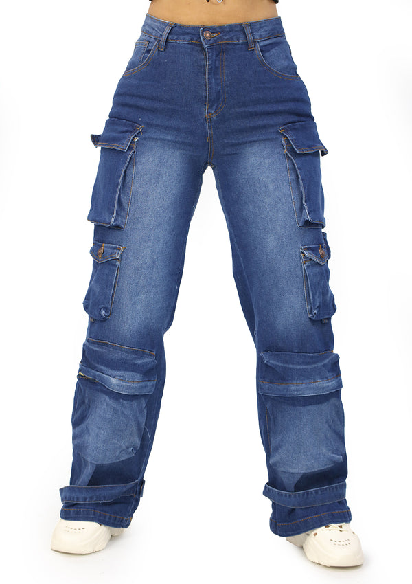 CD-2052-2 Medium Denim Jean Cargo Woman by Cutie Diva
