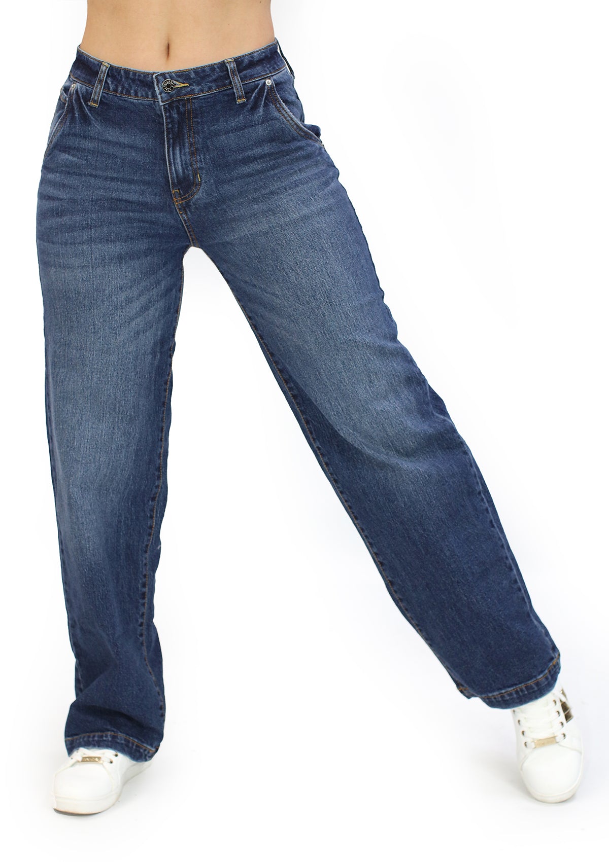 CJ-26484-HF38 Medium Denim Relaxed Trouser de Mujer